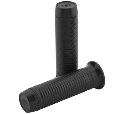 Brass Balls Cycles Leather Ribbed Moto Handle Bar Grips Harley Throttle By Wire - Image 1 of 4