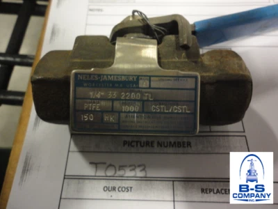 Ball Valve JAMESBURY 33-2200-TL 1/4" 1000CWP Threaded Lever Operated  - Image 1 of 4