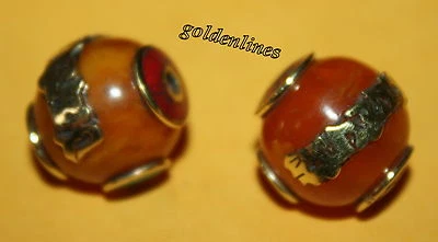 Nepal beads, coral beads, amber Resin beads, 2 Nepalese beads Tibetan beads 418 - Image 1 of 4