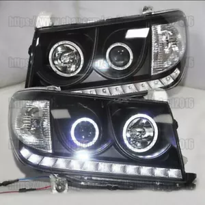 2PCS LED BLACK Headlights for Toyota LAND CRUISER 100 Head lamp Set 2006-2007 - Picture 1 of 6