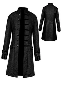 Mens Vintage Tailcoat Jacket Goth Long Steampunk Formal Gothic 3X-Large Black - Picture 1 of 8
