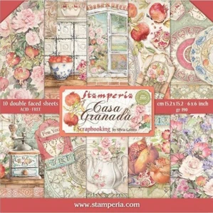 Stamperia CASA GRANADA - 6" X 6" Double Sided Paper - 10 SHEETS - Picture 1 of 11