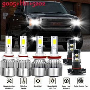 For 2007-2013 GMC Sierra 1500 6x 6000K LED Headlight Fog Light Bulbs Combo - Picture 1 of 12