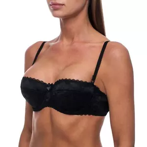 Strapless Push Up Bra Lace Sexy Bandeau Backless Lift Pushup Balconette Padded - Picture 1 of 17