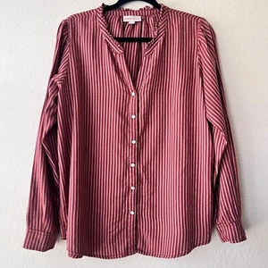 Knox Rose Women’s Striped Long Sleeve Button Down Blouse Size L - Picture 1 of 5