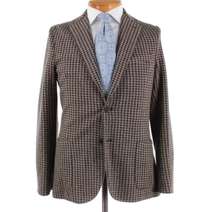 Eleventy NWOT Sport Coat / Soft Jacket Size 50R (40R US) In Tan & Blue Check - Picture 1 of 8