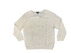 Pull femme Talbots flocon de neige paillettes ivoire mélange laine d'agneau taille XL NEUF - Photo 1/10