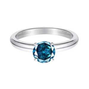 1/3ct Real Blue Diamond Solitaire Engagement Anniversary Ring 14K White Gold - Picture 1 of 5
