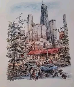Rare Pat Coffman Huss "Rush Street" Hand Signed Limited Edition Lithiograph - Picture 1 of 4