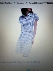 Robbie Bee Women's Grey Gingham Tie Waist Shirt Dress 6 NWT $88 Retail - Picture 1 of 18