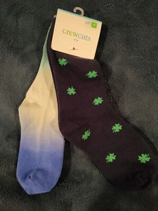 New! Crewcuts Boys 2 Pack Medium Socks Shamrock And Multi Color - Picture 1 of 3