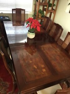 Bernhardt furniture Dining set carved 8 chairs Shibui Asian table high end rare!