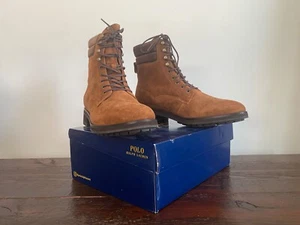 Polo Ralph Lauren Men's Lace-Up Chocolate Brown Cow Suede Bryson Field Boots 13D - Picture 1 of 5