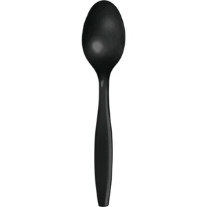 Black Disposable Plastic Ice Cream Spoons 6” Lot Case, 12 pks of 24, 288pcs #556 - Picture 1 of 1