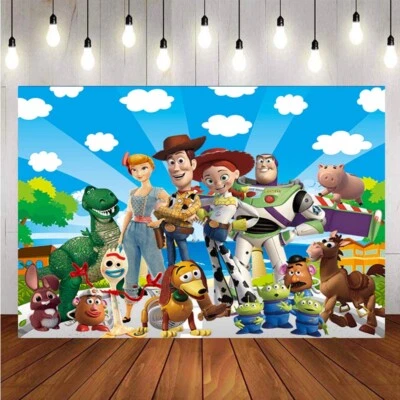 Toy Story Backdrop Baby Shower Kid Happy Birthday Party Photo Background Banner - image 1 of 4