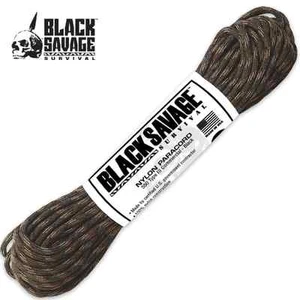50 Ft. Black Savage Survival Type III Commercial Paracord Woodland - Picture 1 of 1