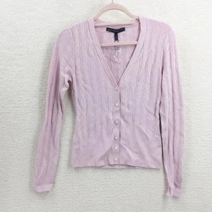 White House Black Market Pink Button down Crop Cardigan Top Size S NEW - Picture 1 of 9