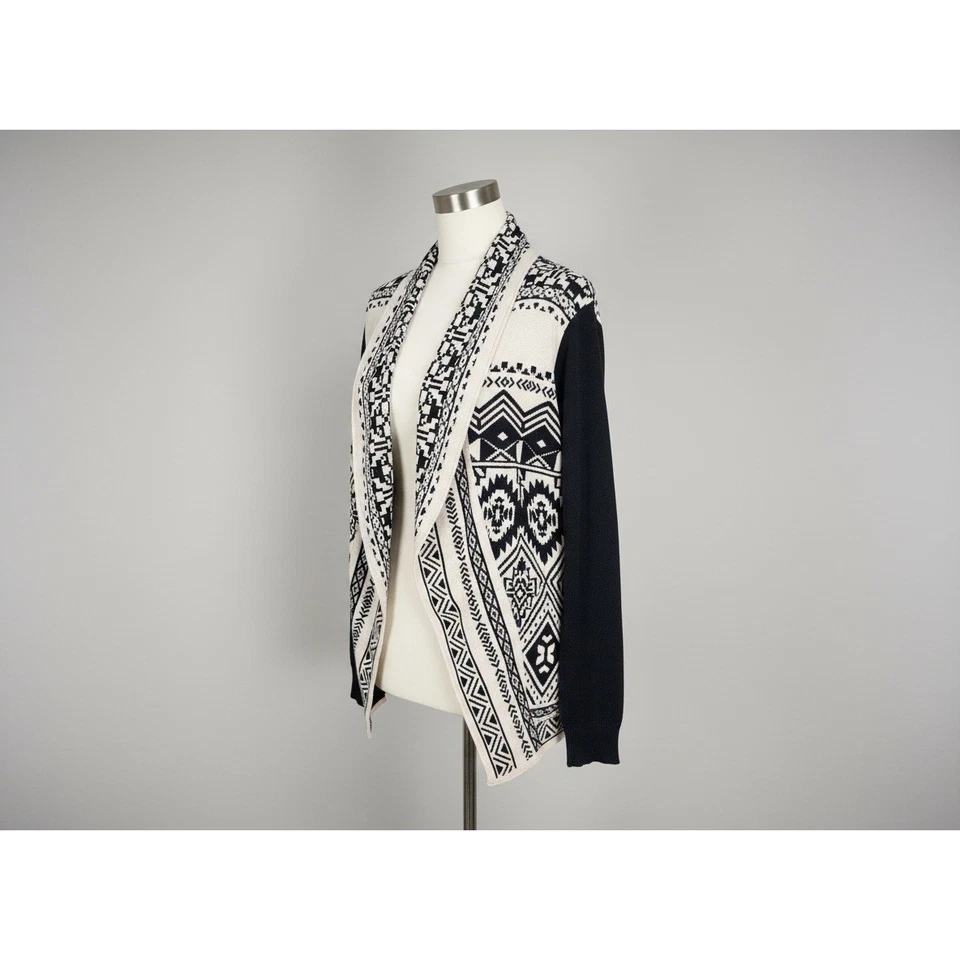 Cárdigan Cascada Frente Abierto Azul Skies Are Negro Beige Mujer M Tribal Azteca Foto 1 de 4