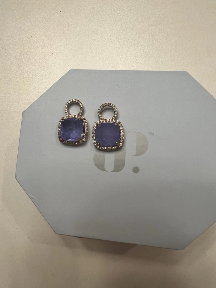 Dijes de fiesta bomba chapado en oro rosa piedras moradas, una piedra está nublada, una transparente Foto 1 de 1