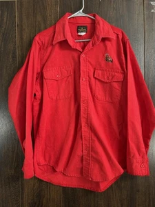 Camisa de franela de ciervo cola blanca vintage de piel de ciervo grande abotonada roja EE. UU. - Imagen 1 de 10