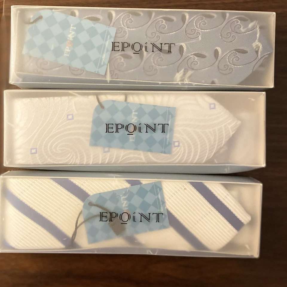 Juego de 3 corbatas de seda Epoint - azul, blanco, rayas - corbatas formales de negocios regalo Foto 1 de 3