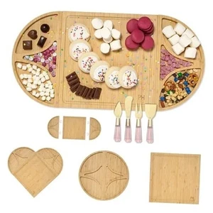 Paris Hilton Charcuterie Board & Serving Set – Magnetic Bamboo Customizable Pink - Picture 1 of 7