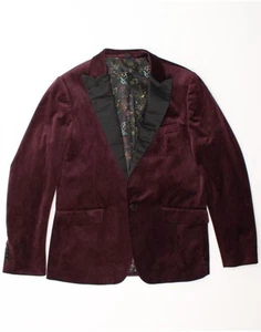 FERAUD Mens 1 Button Blazer Jacket UK 44 2XL Burgundy Polyester BY15 - Picture 1 of 3