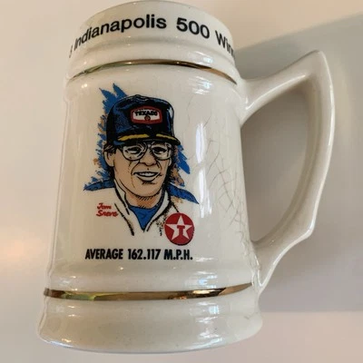 Taza de recuerdo Tom Sneva 1983 Indianápolis 500 ganador Stein Texaco Havoline de colección Foto 1 de 4