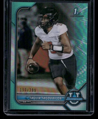 2021-22 Bowman University #32 Taulia Tagovailoa Chrome Aqua #/299 - Image 1 of 2