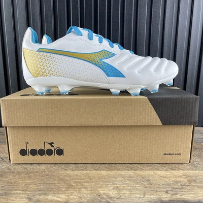 Botines de fútbol Diadora Brasil Elite GR LT W LP 12 talla 9 para mujer blanco azul dorado Foto 1 de 4