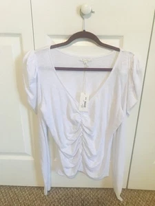 NEW Z supply Women’s V-Neck Long Sleeve Shirt White - Picture 1 of 4