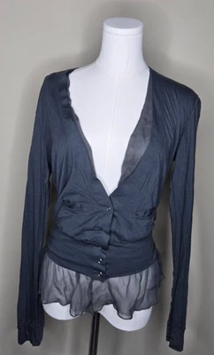 RN трансформируемый чистый пеплум кардиган верхний черный маленький балеткор кокетка стиль - Изображение 1 из 4