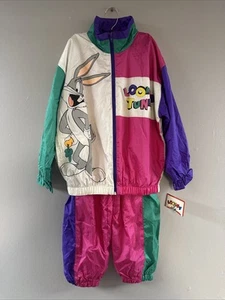 1993 Looney Tunes Warm Up Jacket & Pants Set, Bugs Bunny, Kids Sz 10-12 NEW VTG - Picture 1 of 10