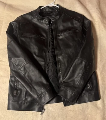 Chaqueta de cuero negra para motocicleta Guess para hombre talla grande Foto 1 de 2