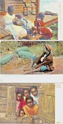 Lote de 10 postales vintage de la colección negra americana de Dixieland era c1906-1914 Foto 1 de 4