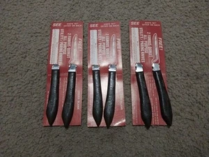 Quikut "QUIKKLE" 6er Set Edelstahl Steakmesser brauner Griff Vintage NEU - Bild 1 von 3