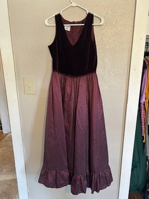 Vestido sin mangas vintage Laura Ashley años 90 borgoña pequeño mediano formal vacaciones Foto 1 de 4