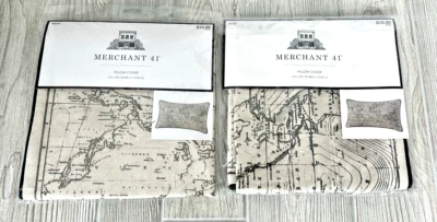 Juego de dos fundas de almohada náuticas Merchant 41 nuevas en paquete 12x20 barco casa lago Foto 1 de 4