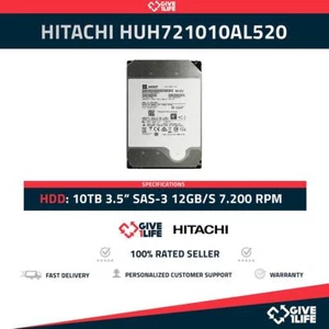 HITACHI HUH721010AL5204 10TB HDD 3.5" SAS-3 12GB/S 7.2K RPM - Picture 1 of 6
