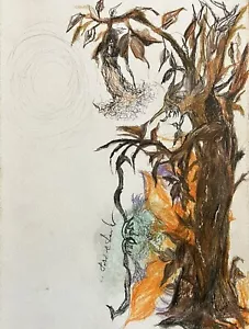 Original ~ lori clark 11" x 15" Watercolor Ink Fantasy Abstract Painting, Signed - Picture 1 of 12