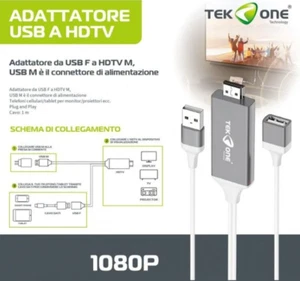 CAVO ADATTATORE da USB (F) a HDMI (M) - USB (M) per SMARTPHONE TV MONITOR 1 M - Foto 1 di 1