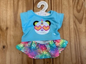 Camisa oficial Build A Bear Panda Unicornio y Falda Lentejuelas Peluche Animal - Imagen 1 de 4