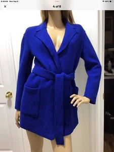J. CREW WRAP Blazer-Giacca Donna Lana Bollita Italiana Taglia:XS BLU IMMACOLATO - Foto 1 di 8