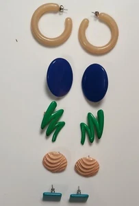Retro Konvolut Ohrringe Resin/Metall - Bild 1 von 6