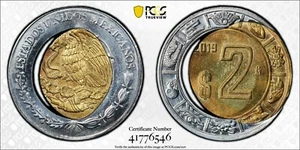 ER051 MEXICO. Mint Error -- Center Core Stuck Off Center -- 2 Peso, 2019-Mo - Picture 1 of 4