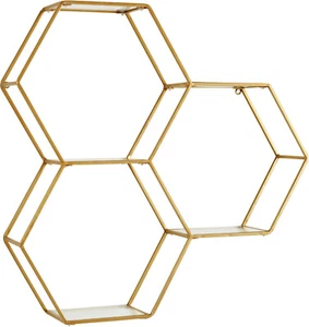 Leonique Wandregal Lenia Dekoregal gold Wanddeko Metall Sechseckig Dekoration - Bild 1 von 6