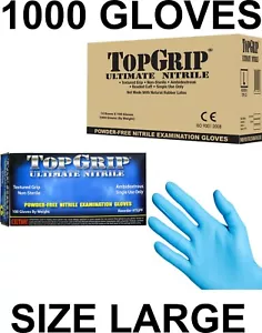 TOPGRIP blaue Nitril-Untersuchungshandschuhe, 6 mil, puderfrei, Kiste mit 1000 Größe L LARGE - Bild 1 von 3