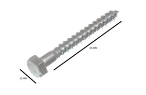 Viti A Testa Esagonale Per Carrozza Bzp M6 6Mm X 50Mm Confezione Da 4 - Foto 1 di 1