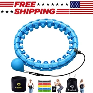 Infinity Weighted Hoop for Adult Weight Loss w/ 5 Resistance Bands Waist Trimmer - Picture 1 of 11