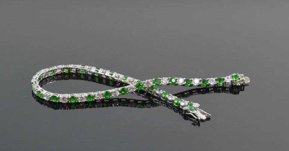 Bracciale Tennis in Argento 925 e Cubic Zirconia Bianco-Verde(Ø 3ca).MadeinItaly - Immagine 1 di 1
